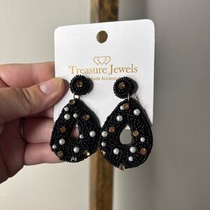 Treasure Jewels Black and Brown Beaded Earrings